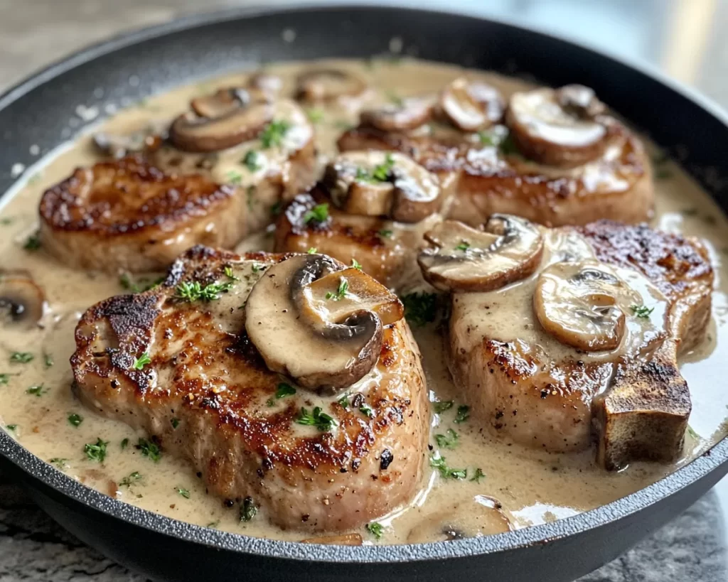 Pork Chop Recipes: Skillet Pork Chops With Mushroom Cream Sauce in 25 Minutes