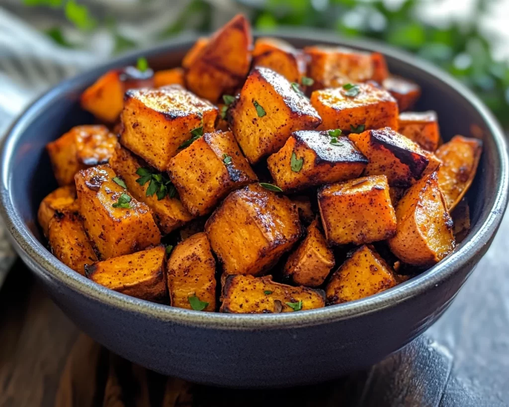 Sweet Potato Recipes: Air Fryer Cinnamon Maple Sweet Potato Cubes in 15 Minutes