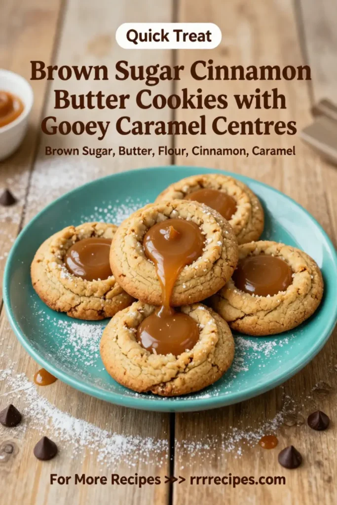 Brown Sugar Cinnamon Butter Cookies with Gooey Caramel Centers