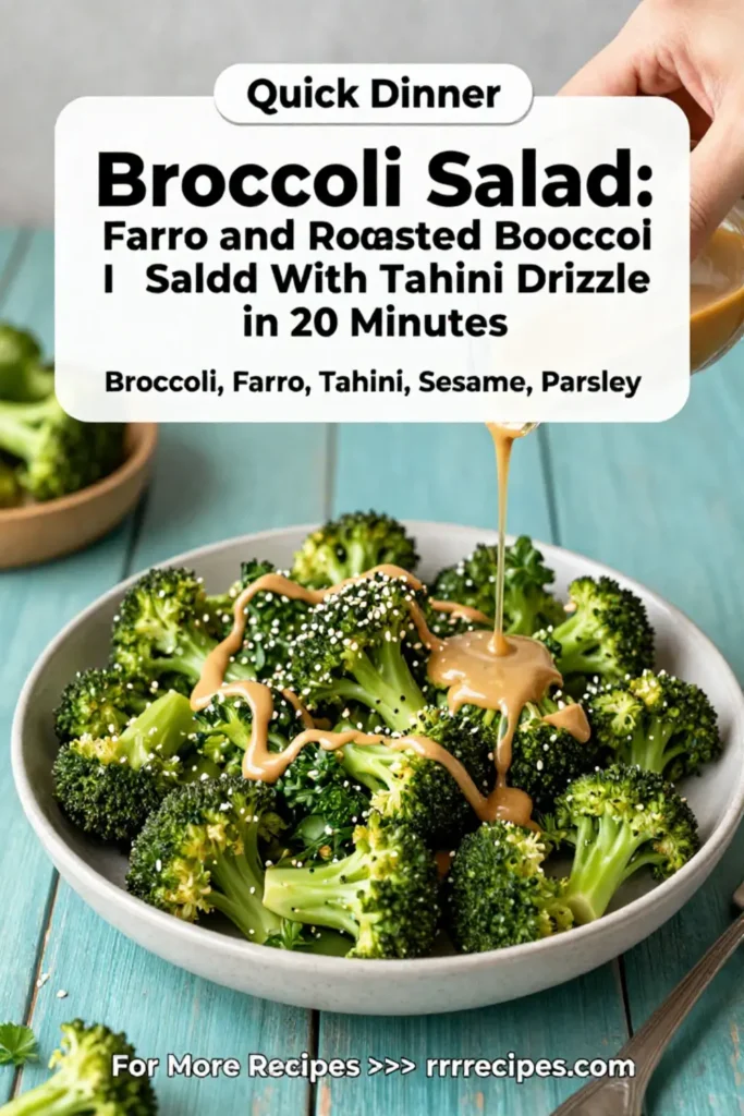 Broccoli Salad: Farro and Roasted Broccoli Salad With Tahini Drizzle in 20 Minutes