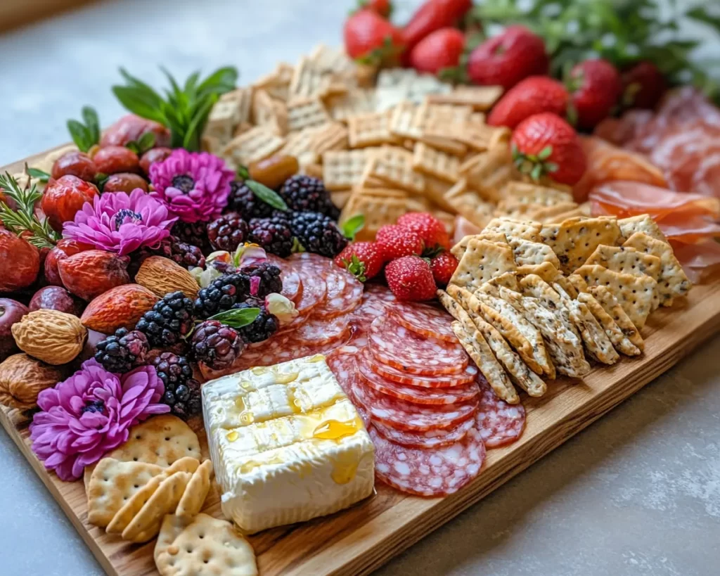 Charcuterie Board: Spring Floral Brie and Honey Charcuterie Board in 20 Minutes