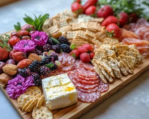 Charcuterie Board: Spring Floral Brie and Honey Charcuterie Board in 20 Minutes