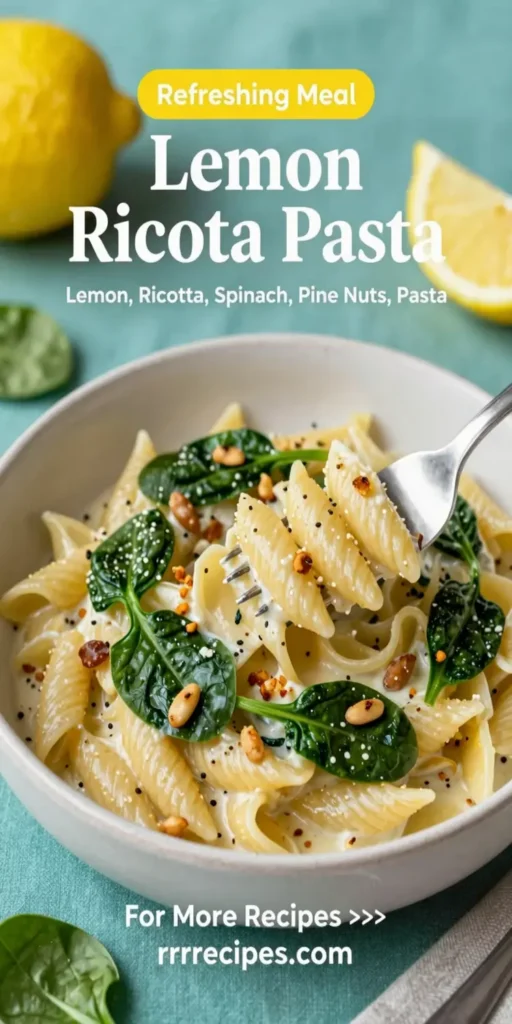 Lemon Ricotta Pasta with Spinach and Toasted Pine Nuts