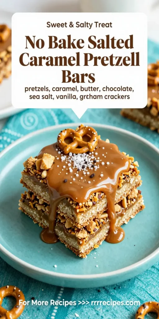 No Bake Salted Caramel Pretzel Bars