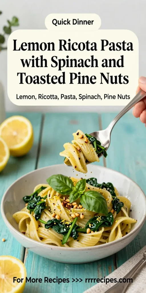 Lemon Ricotta Pasta with Spinach and Toasted Pine Nuts