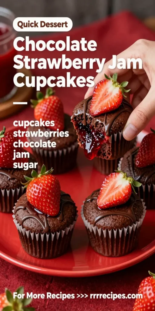 Chocolate Strawberry Jam Cupcakes