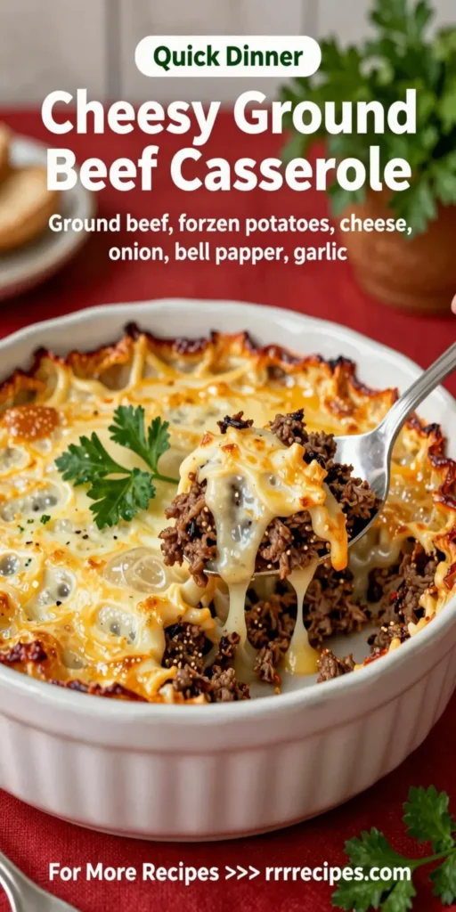 Cheesy Ground Beef Casserole Made With Frozen Potatoes