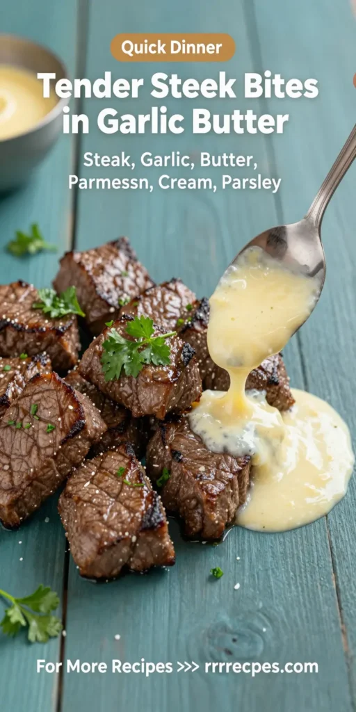 Tender Steak Bites in Garlic Butter with Creamy Parmesan Sauce