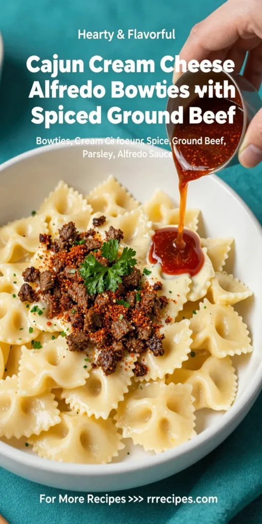 Cajun Cream Cheese Alfredo Bowties with Spiced Ground Beef