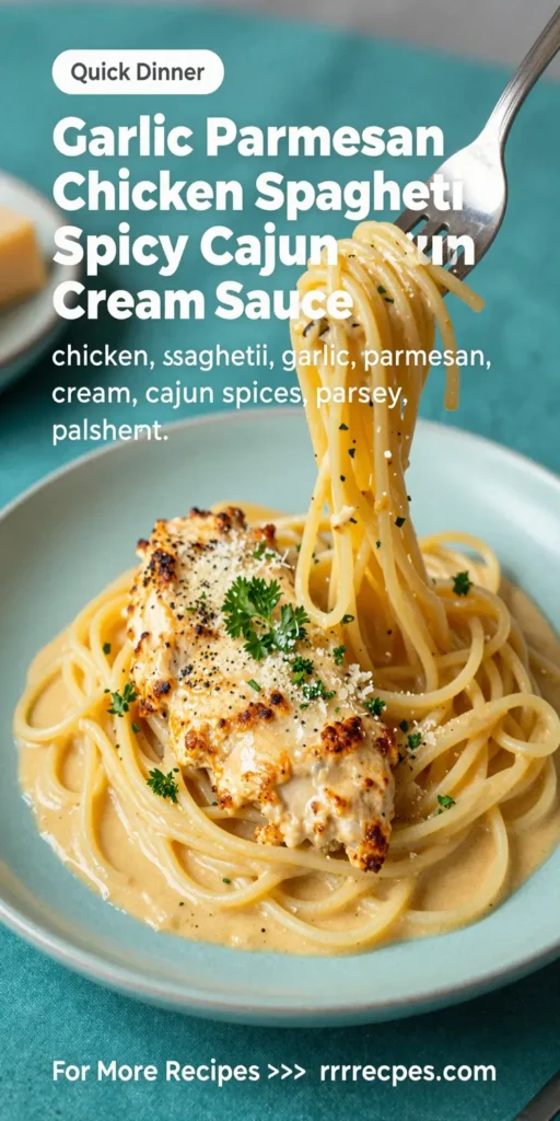 Garlic Parmesan Chicken Spaghetti in Spicy Cajun Cream Sauce