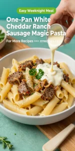 One-Pan White Cheddar Ranch Sausage Magic Pasta
