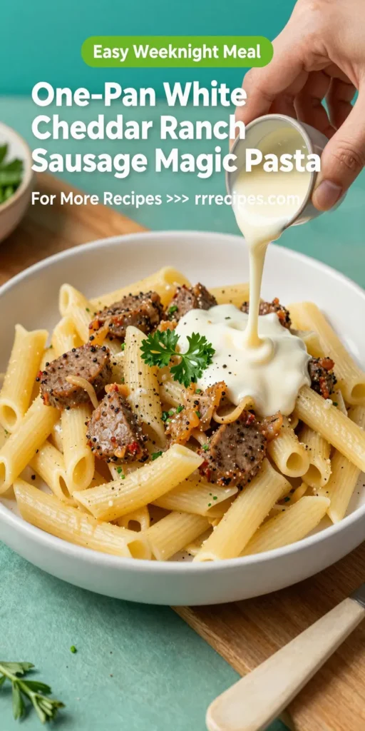 One-Pan White Cheddar Ranch Sausage Magic Pasta