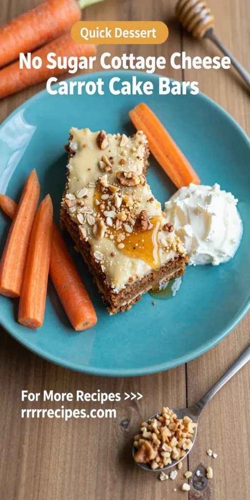 No Sugar Cottage Cheese Carrot Cake Bars