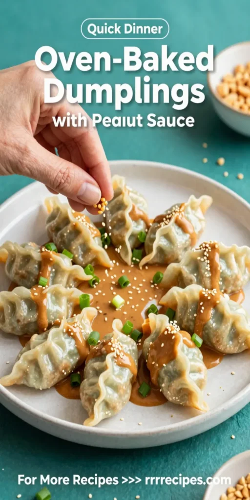 Oven-Baked Dumplings with Peanut Sauce