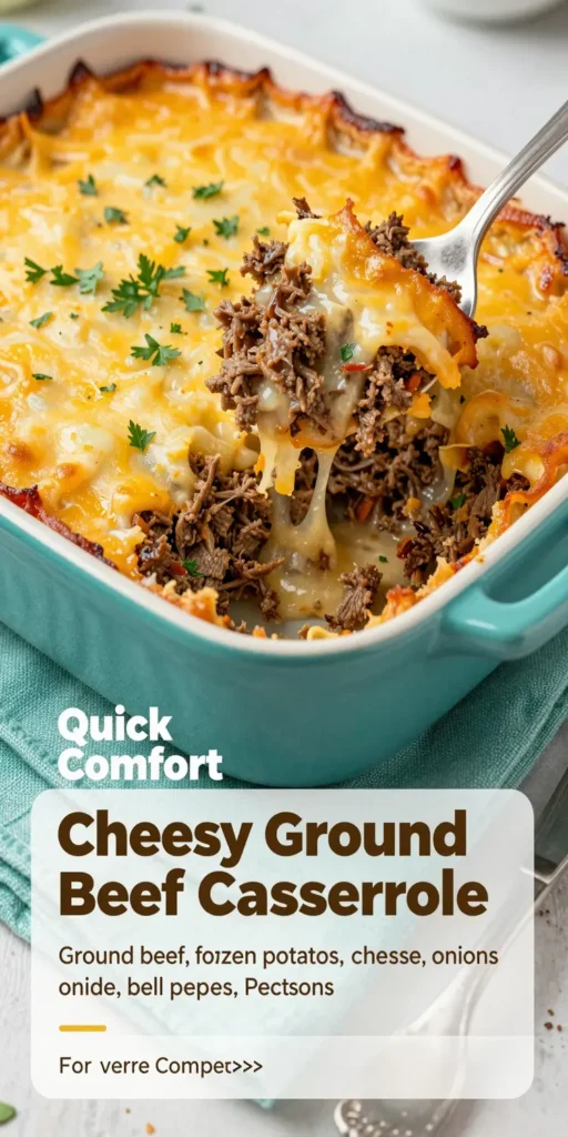 Cheesy Ground Beef Casserole Made With Frozen Potatoes