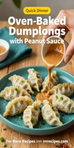 Oven-Baked Dumplings with Peanut Sauce