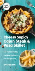 Cheesy Spicy Cajun Steak & Pasta Skillet