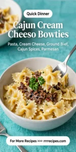 Cajun Cream Cheese Alfredo Bowties with Spiced Ground Beef