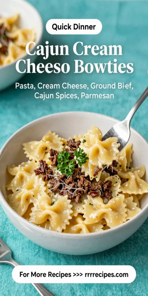 Cajun Cream Cheese Alfredo Bowties with Spiced Ground Beef