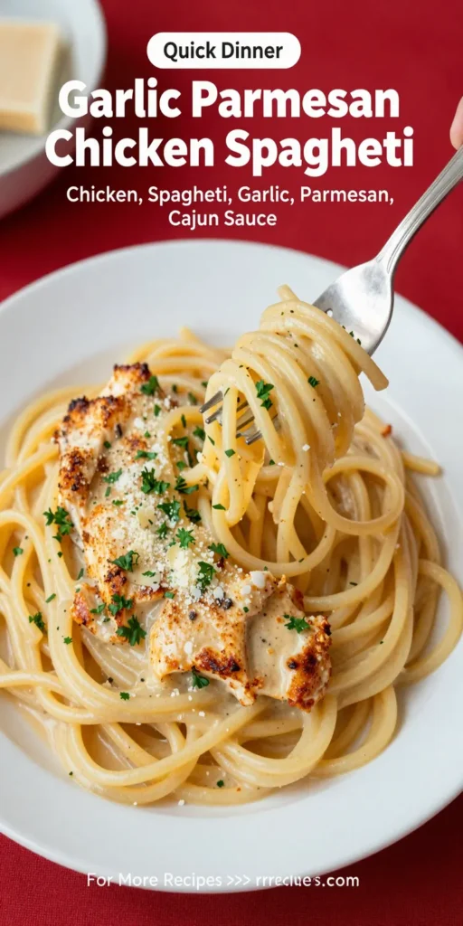Garlic Parmesan Chicken Spaghetti in Spicy Cajun Cream Sauce