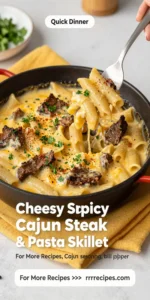 Cheesy Spicy Cajun Steak & Pasta Skillet
