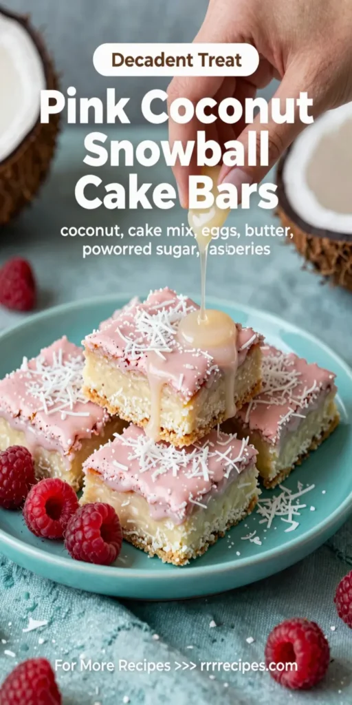 Pink Coconut Snowball Cake Bars