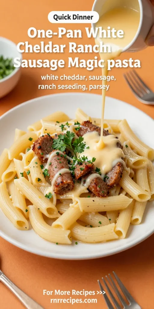 One-Pan White Cheddar Ranch Sausage Magic Pasta