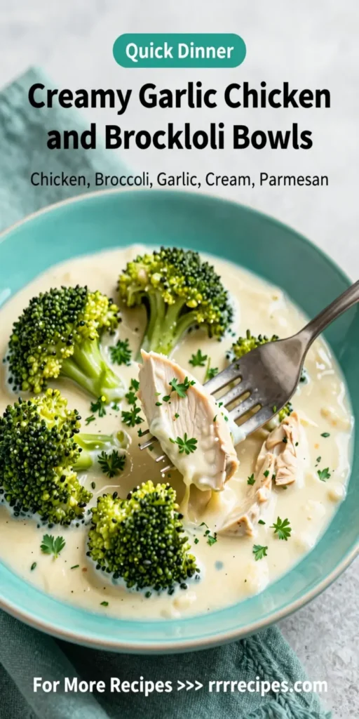 Creamy Garlic Chicken and Broccoli Bowls