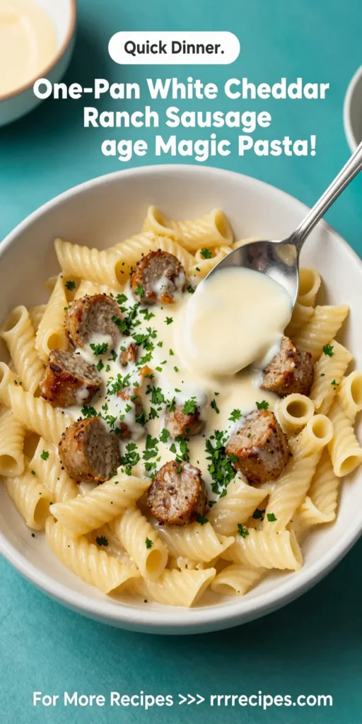 One-Pan White Cheddar Ranch Sausage Magic Pasta
