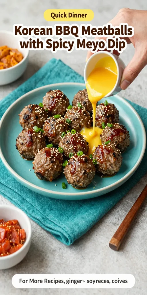 Korean BBQ Meatballs with Spicy Mayo Dip