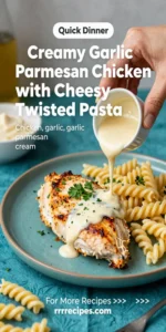 Creamy Garlic Parmesan Chicken with Cheesy Twisted Pasta