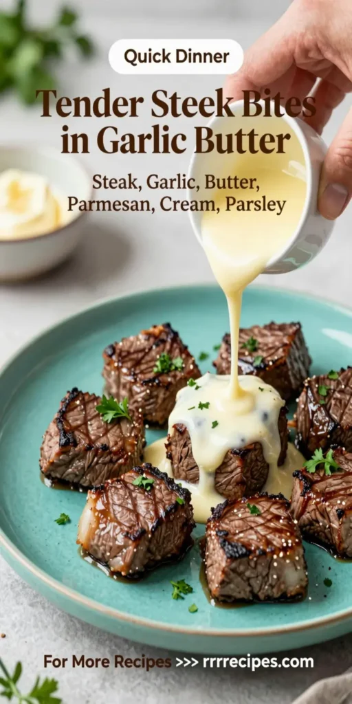 Tender Steak Bites in Garlic Butter with Creamy Parmesan Sauce