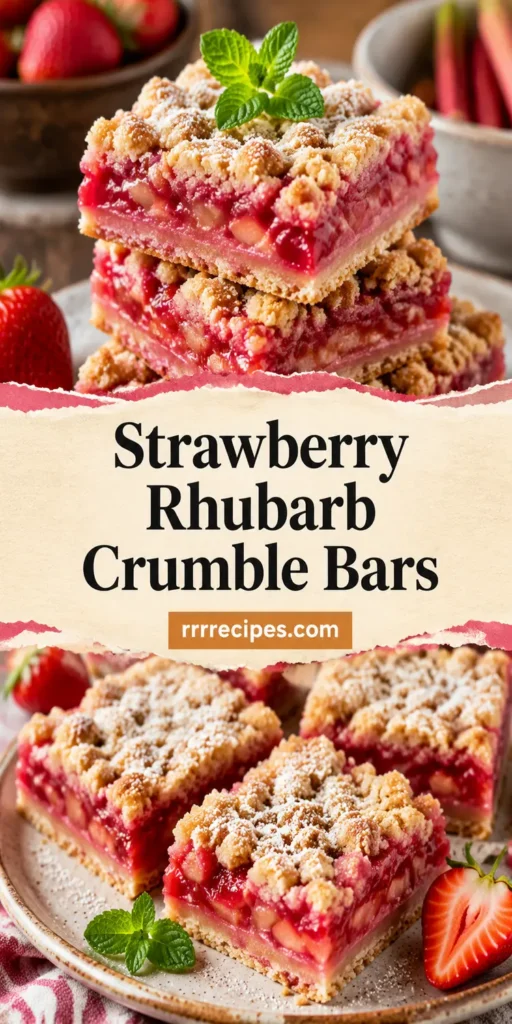 Strawberry Rhubarb Crumble Bars for Picnics