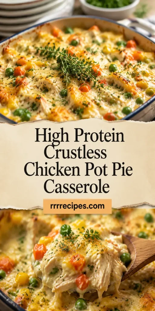 High Protein Crustless Chicken Pot Pie Casserole
