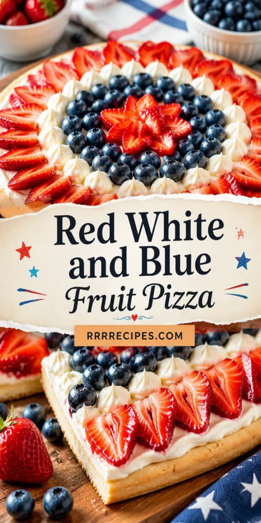 Red White and Blue Fruit Pizza for 4th of July