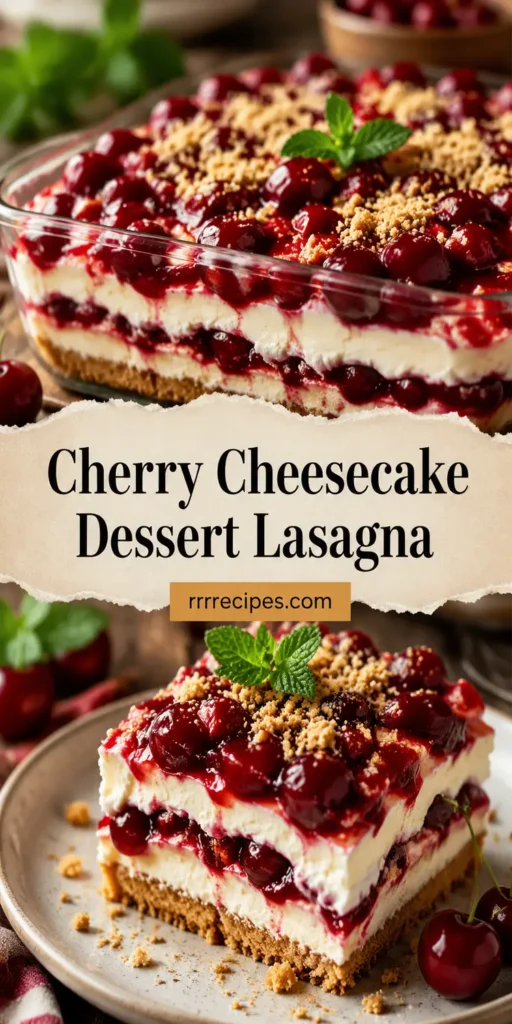 Cherry Cheesecake Dessert Lasagna with Graham Crust