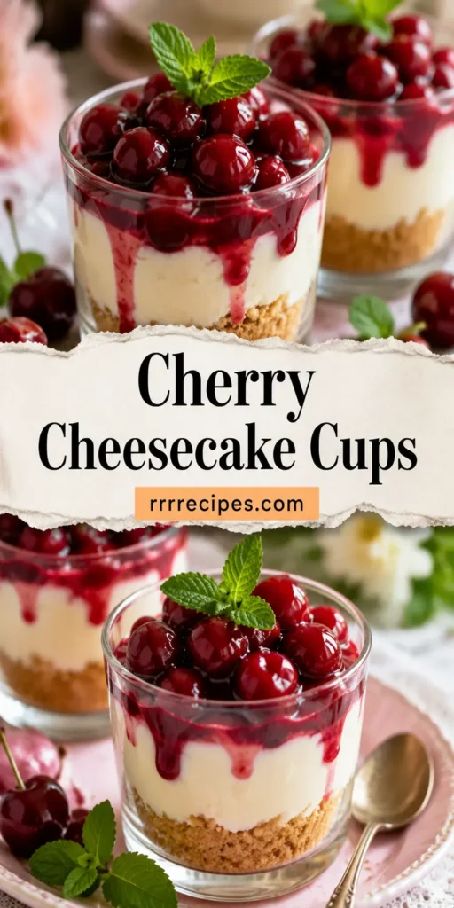No Bake Cherry Cheesecake Cups for Summer Parties