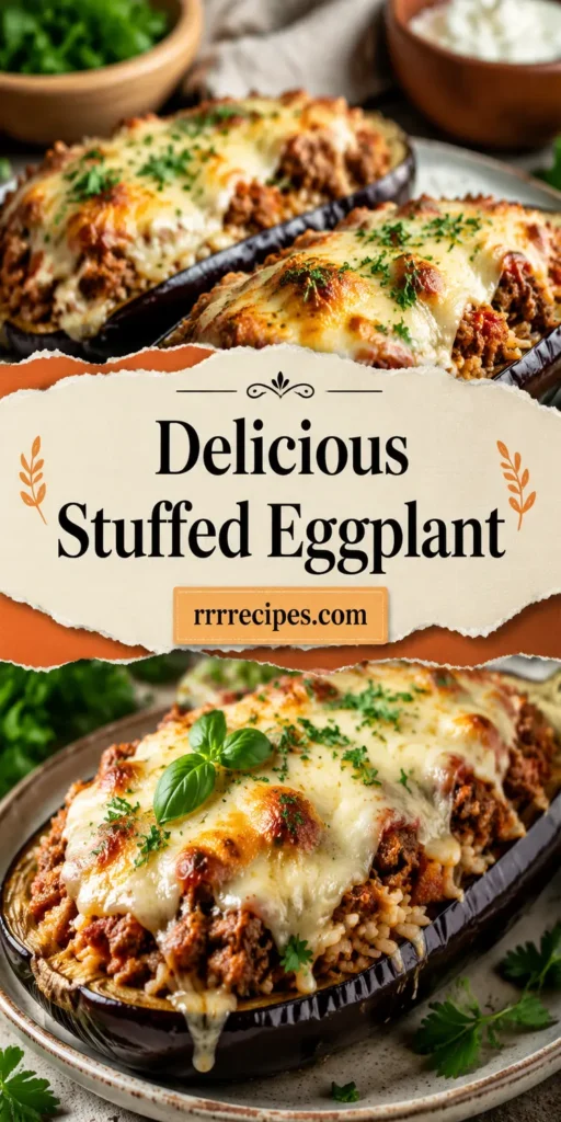 Stuffed Eggplant with Beef, Rice, and Melted Cheese