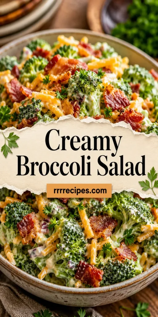 Creamy Broccoli Salad with Bacon and Cheddar