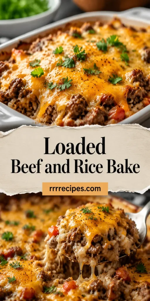 Loaded Beef and Rice Bake with Melted Cheese