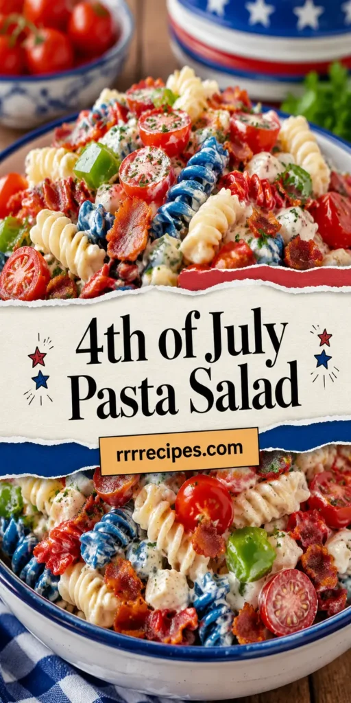 4th of July Pasta Salad with Bacon and Ranch