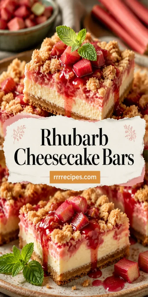 Rhubarb Cheesecake Bars with Crumble Topping