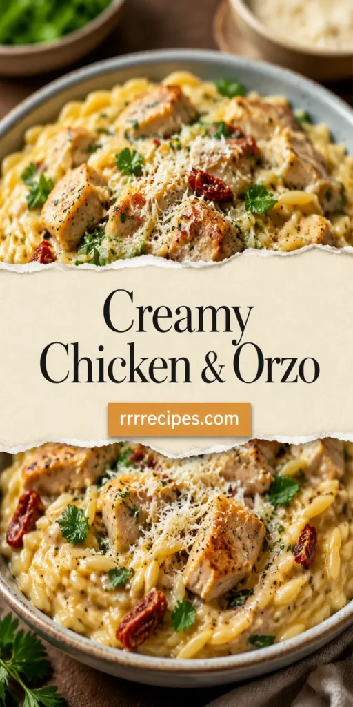 One Pan Creamy Chicken and Orzo Dinner