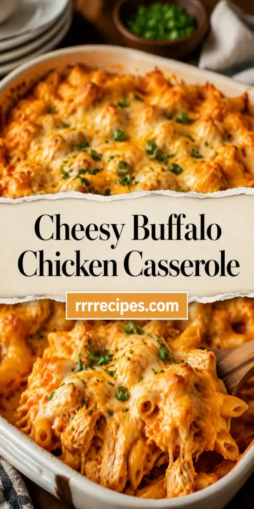 Cheesy Buffalo Chicken Casserole with Pasta