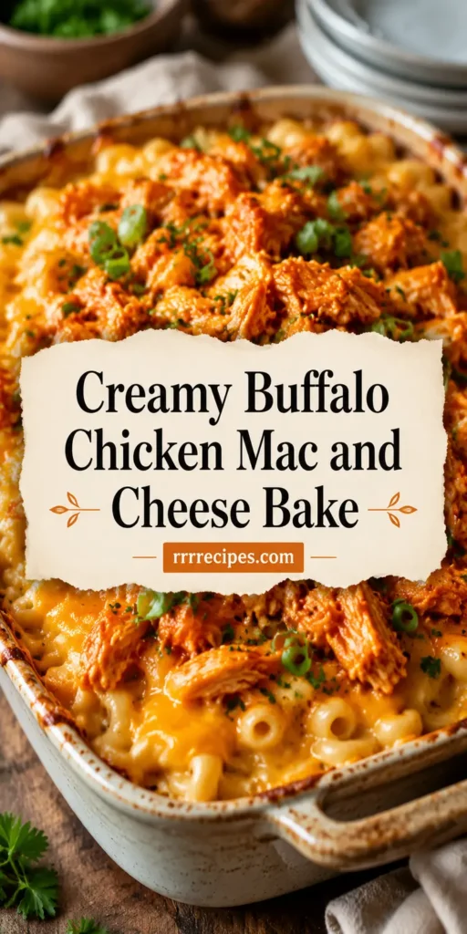 Creamy Buffalo Chicken Mac and Cheese Bake