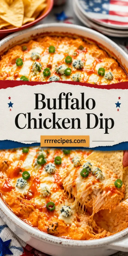 Baked Buffalo Chicken Dip for 4th of July Party