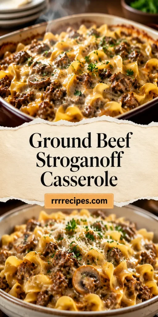 Ground Beef Stroganoff Casserole with Egg Noodles