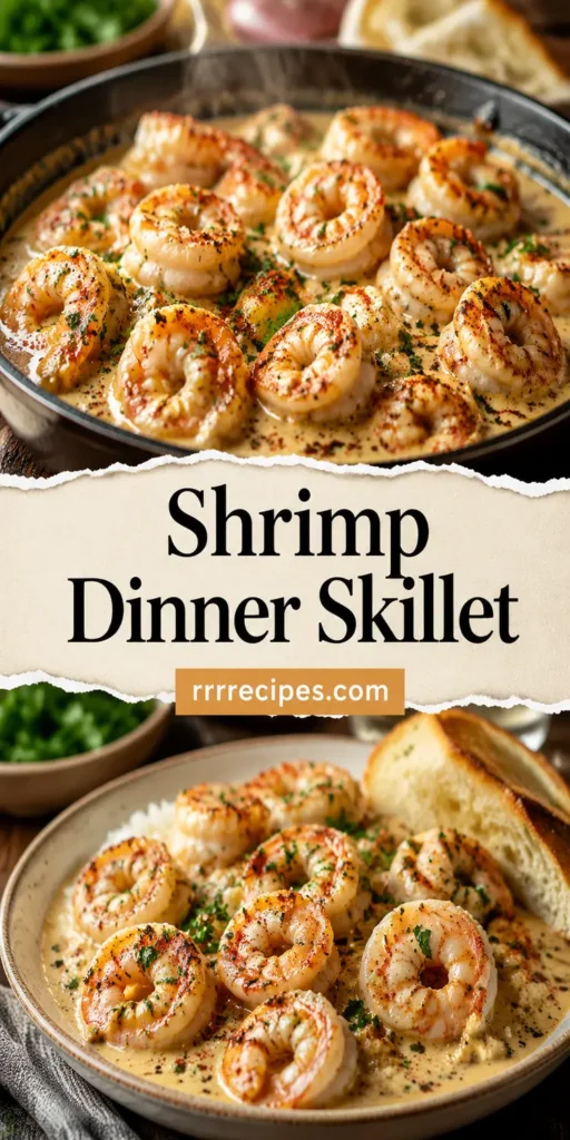 Easy Shrimp Dinner Skillet with Garlic Cream Sauce