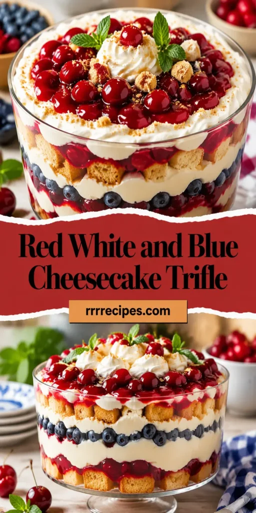 Red White and Blue Cherry Cheesecake Trifle