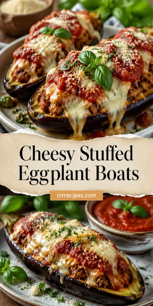 Cheesy Stuffed Eggplant Boats with Marinara Sauce